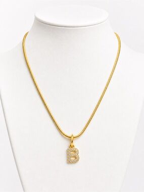 Premier Designs Gold plated  Initial 'B' Pendant Necklace with Crystal 18”
